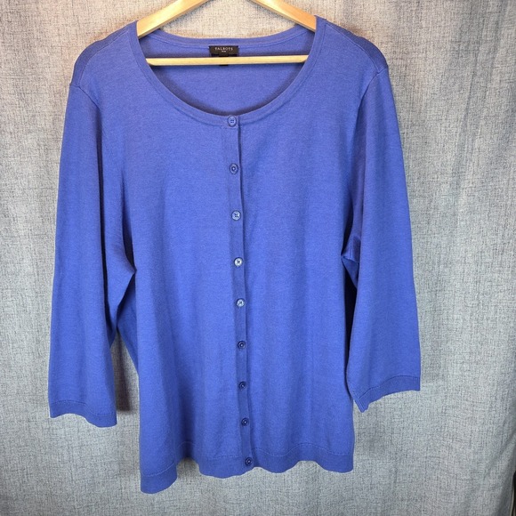 Talbots Sweaters - Talbots Women's Blue Knit Button Front Cardigan Cotton Blend 2X Sweater